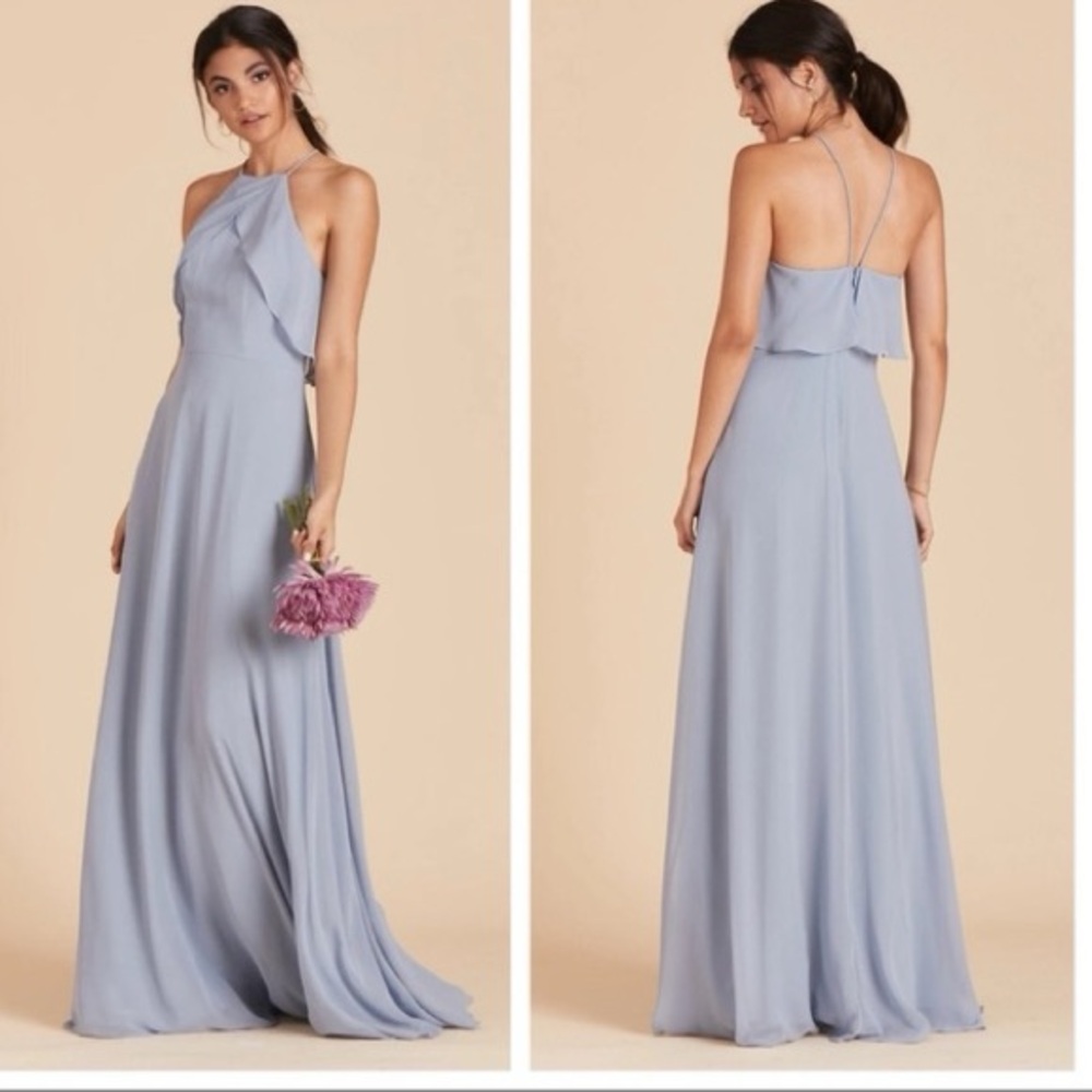 Birds Grey Jules Chiffon Bridesmaids dress in Gray/Silver size Small